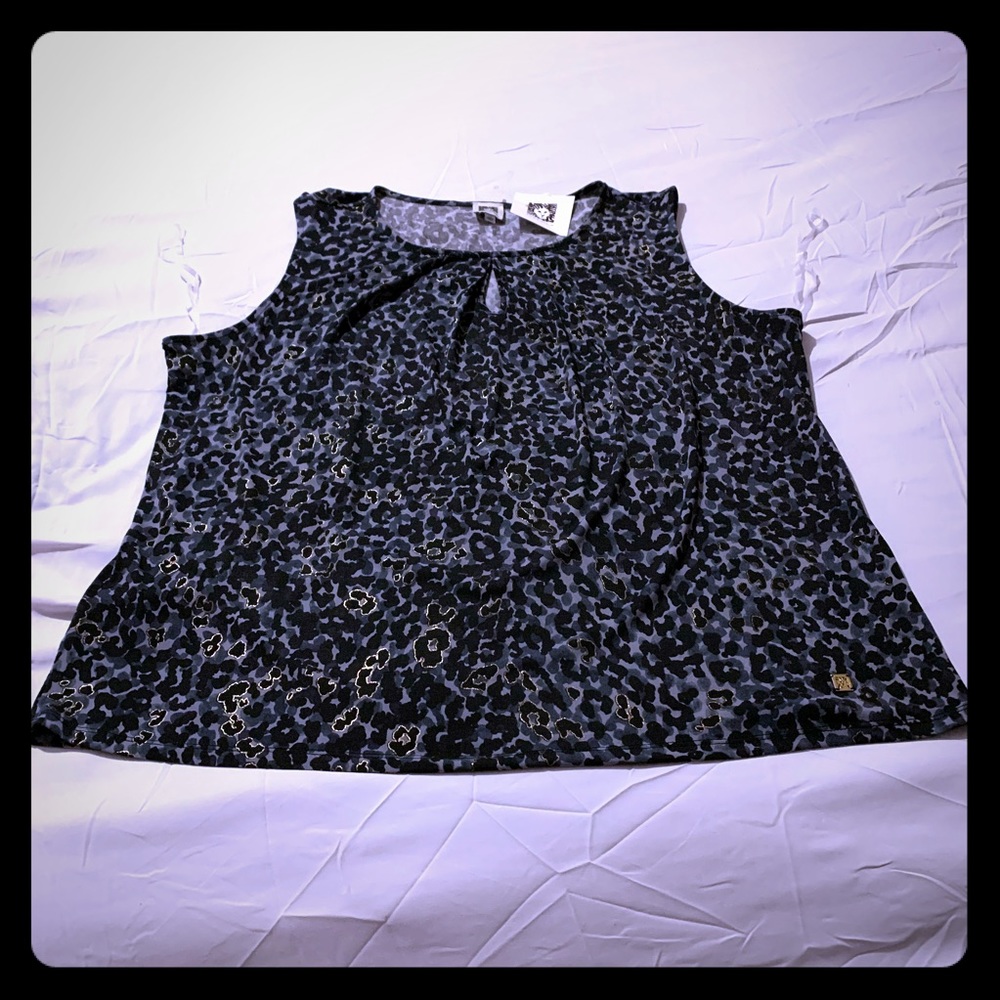 Anne Klein Women’s Printed Sleeveless Shirt Blouse